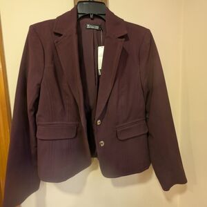 New York & Company Purple Blazer Structured Tailored Fit